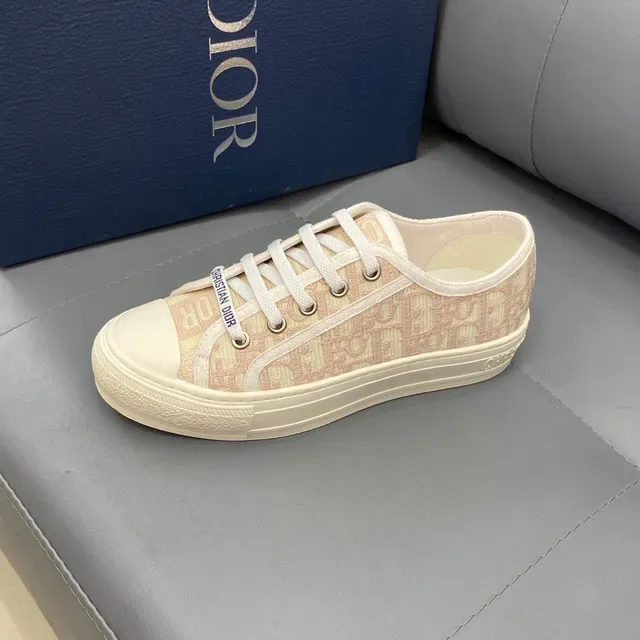 Dior Chaussures Lifestyle Beige et Blanc Monogrammées en Toile Low-Top 5