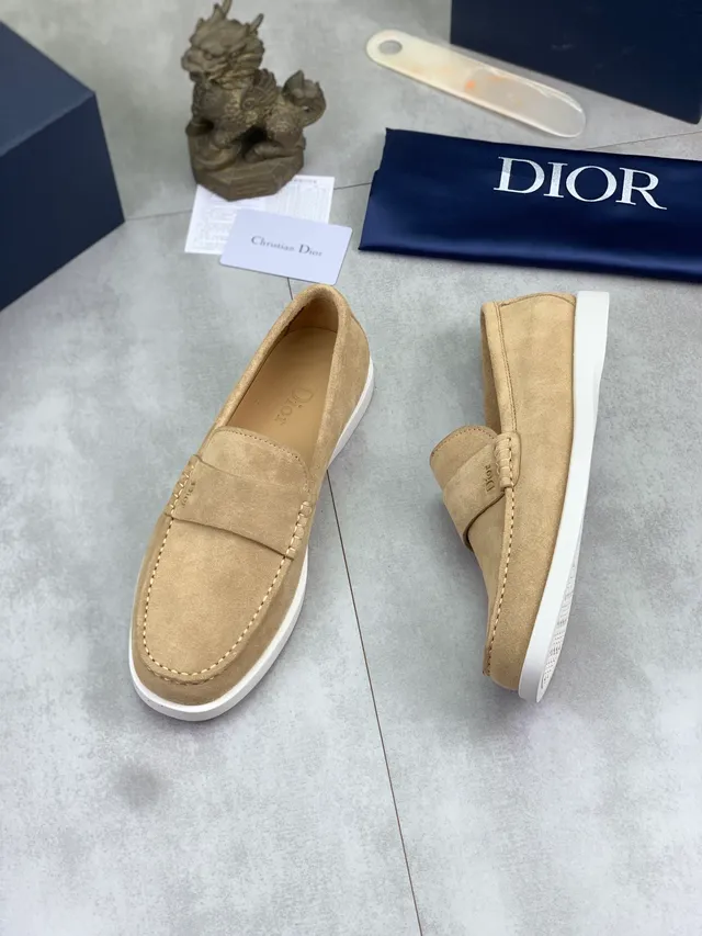 Dior daim beige blanc haut Penny Strap Loafer 5