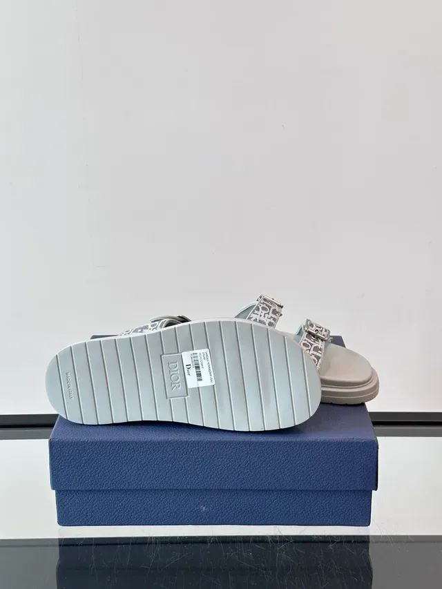 Dior Black Beige Double-Strap Buckle-Fastened Slippers 2