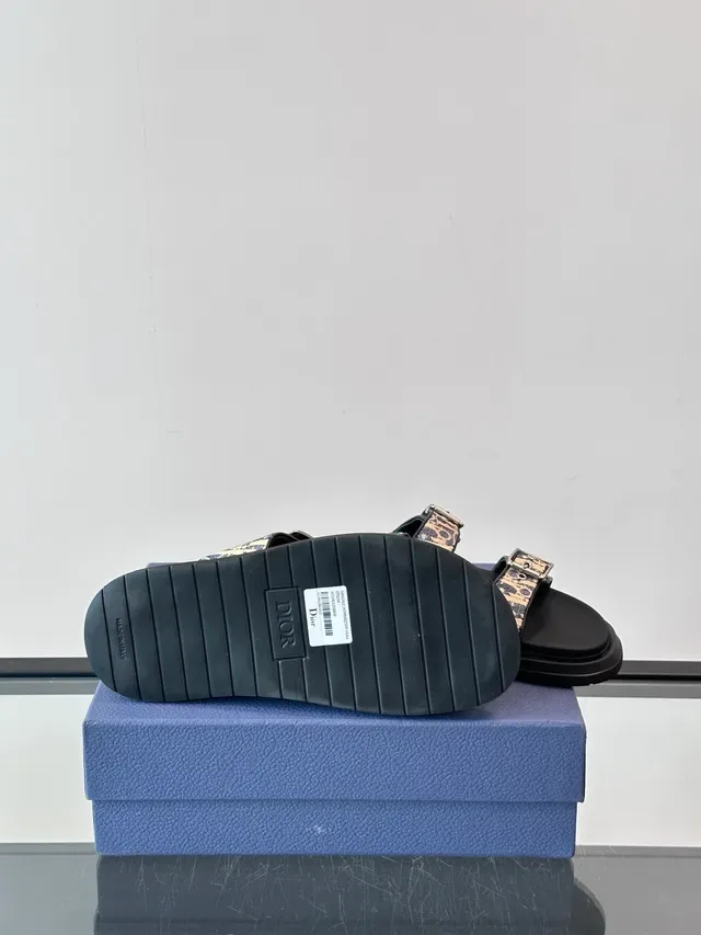 Dior Black Beige Double-Strap Buckle-Fastened Slippers 3