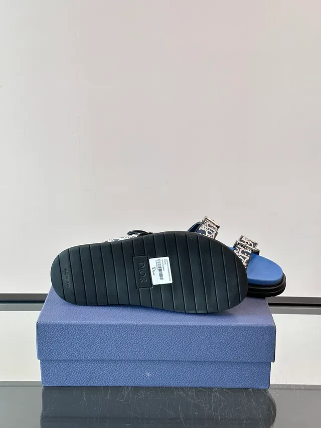 Dior Black Beige Double-Strap Buckle-Fastened Slippers 5