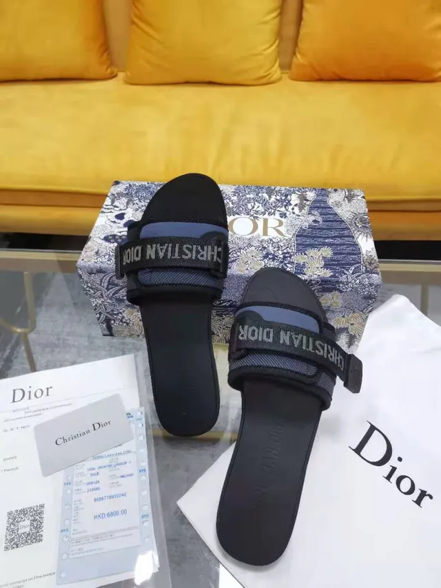 Dior Black Branded Strap Slide Slippers 2