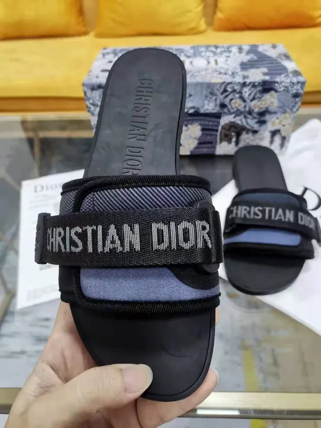Dior Black Branded Strap Slide Slippers 3