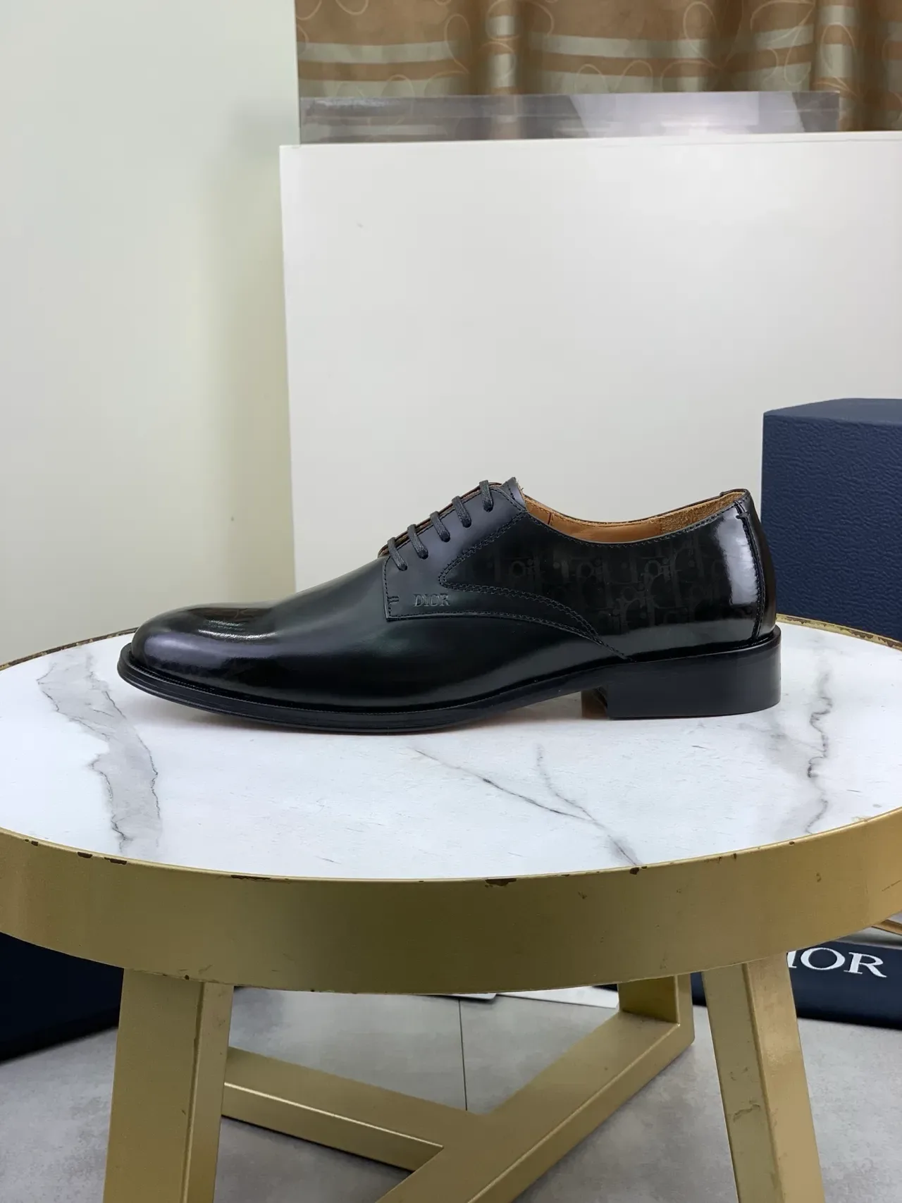 Dior Black Brown Glossy Leather Cap-Toe Oxford Shoes 6