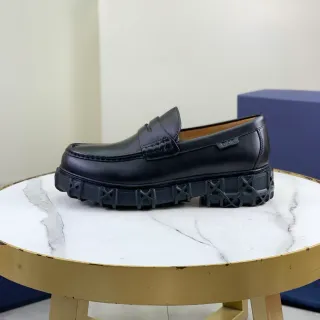 Dior काला भूरा Penny मोटी सोल लोफर