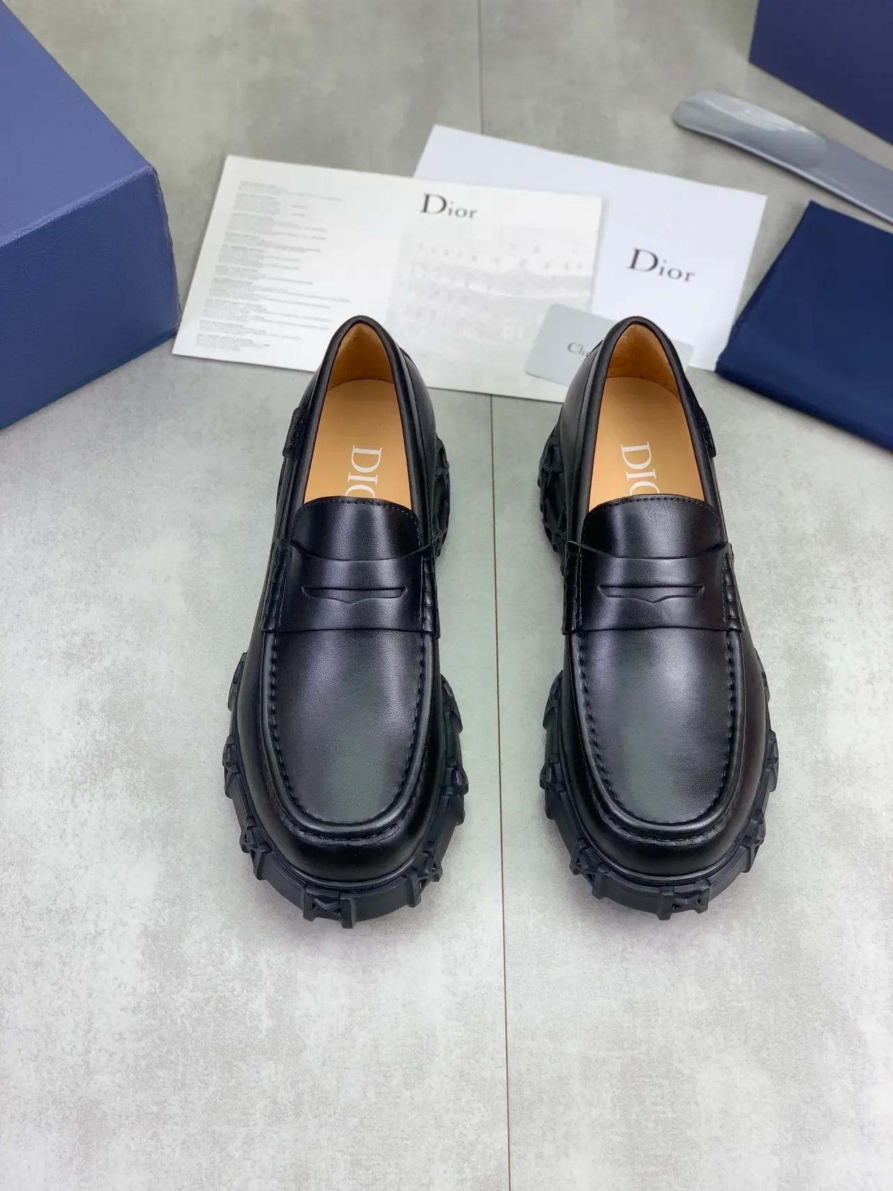 Dior Black Brown Penny Chunky Tread Sole Loafer 5
