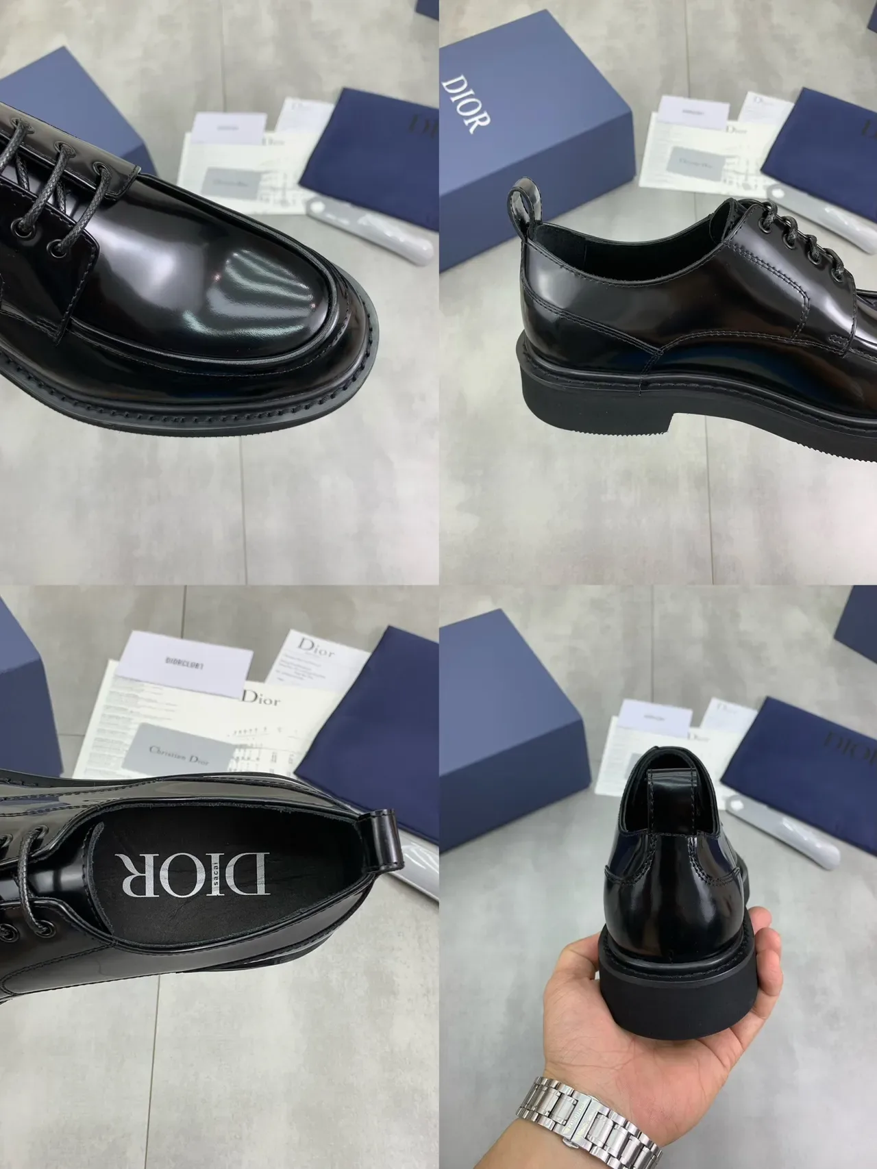 Dior Black Glossy Patent Leather Chunky Platform Sole Derby Shoes 2