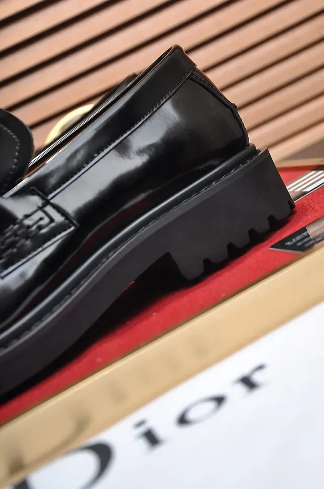 Dior Black Gold Glossy Patent Leather Branded Strap Loafer 2