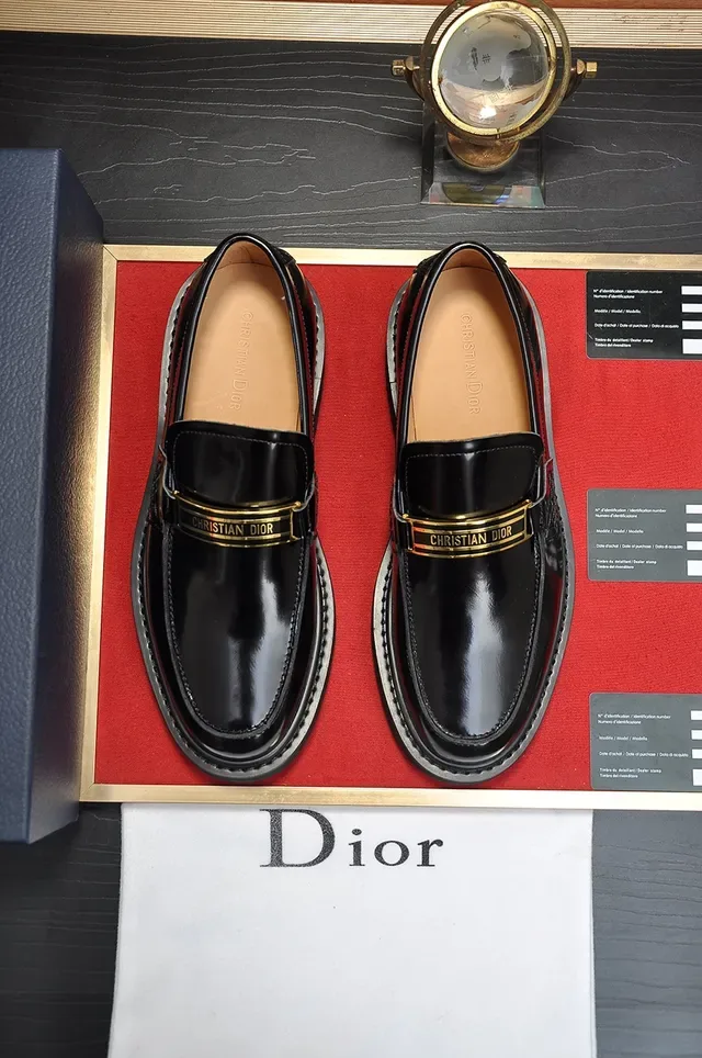Dior Black Gold Glossy Patent Leather Branded Strap Loafer 5