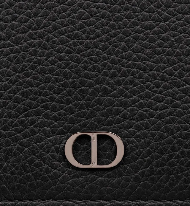 Dior Black Gold Grained Leather CD Logo Plaque Long Wallet 10