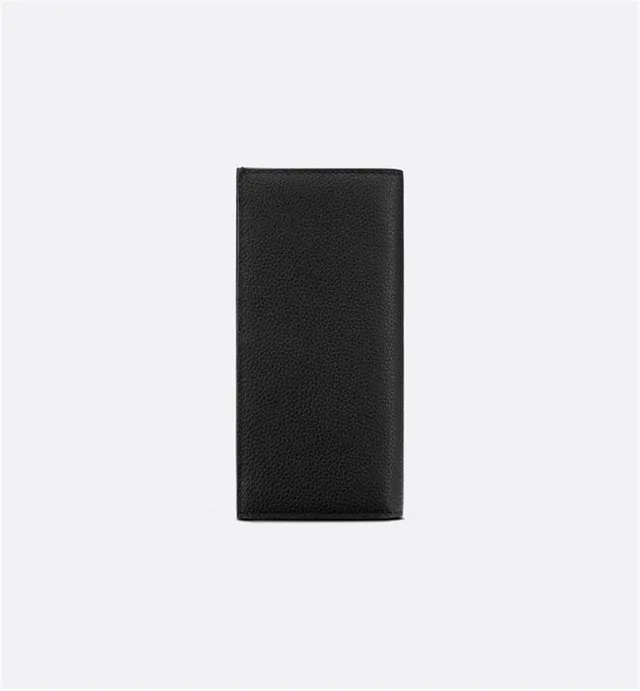 Dior Black Gold Grained Leather CD Logo Plaque Long Wallet 13