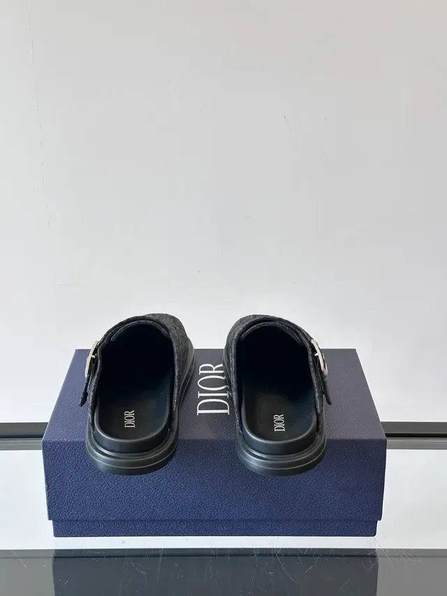 Dior Black Monogrammed Fabric Buckle Strap Loafer 2