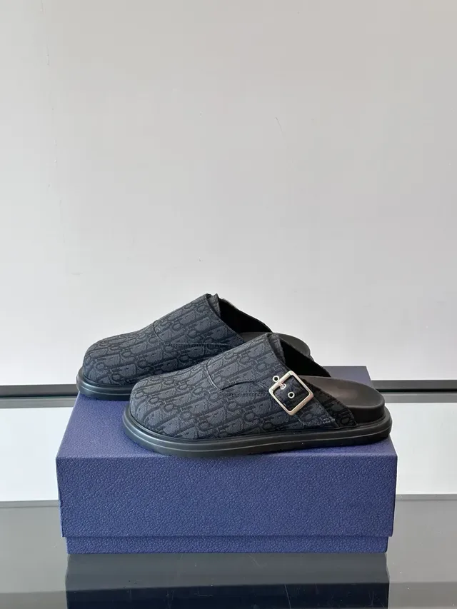 Dior Black Monogrammed Fabric Buckle Strap Loafer 4