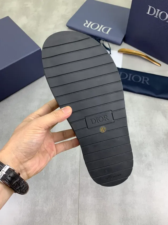 Dior Black Silver Double-Buckle Oblique Jacquard Straps Slippers 2