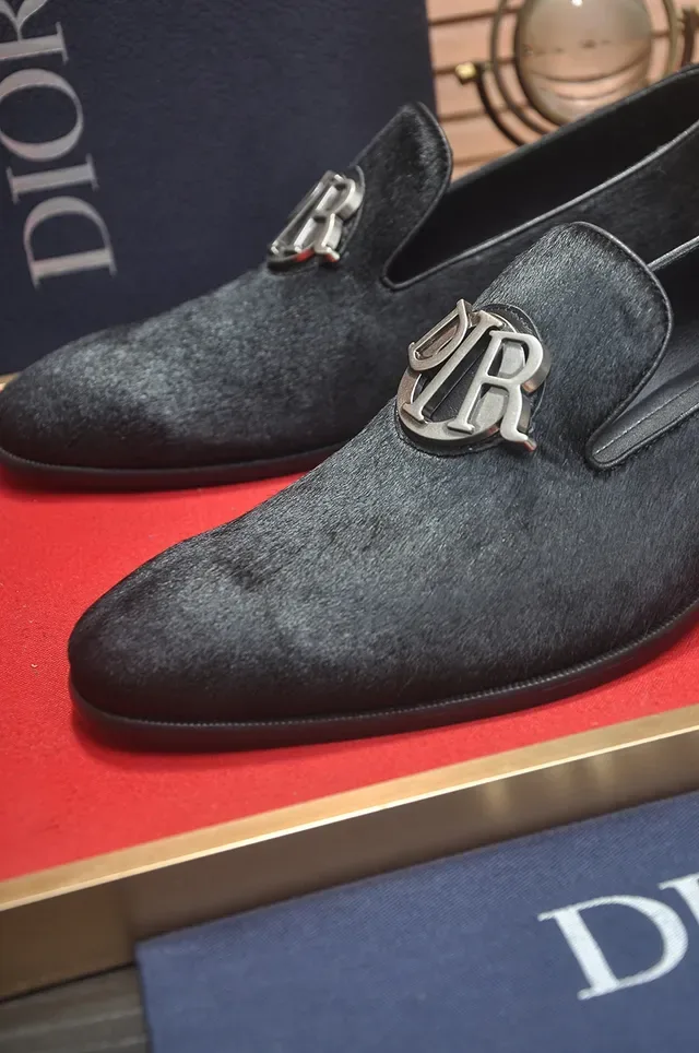 Dior Black Silver Suede-Textured Metal CD Logo Loafer 2