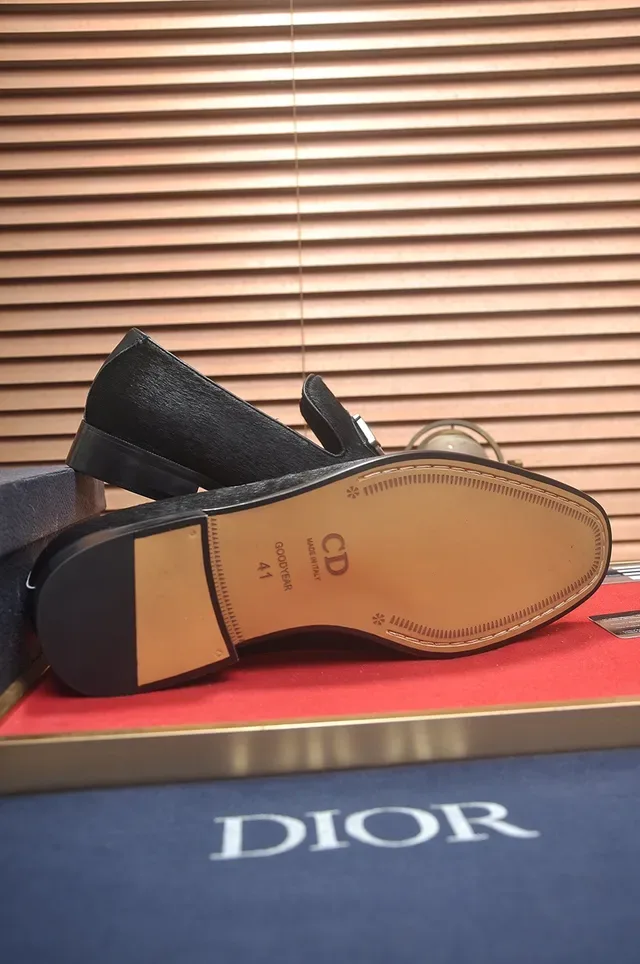 Dior Black Silver Suede-Textured Metal CD Logo Loafer 3