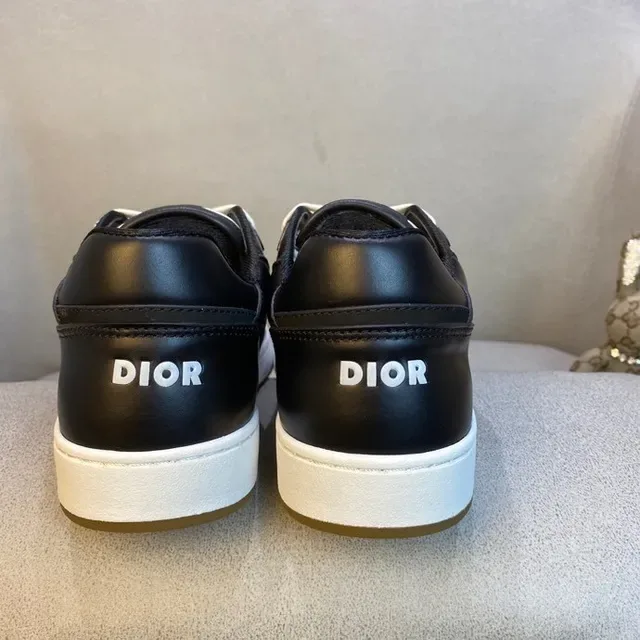 Dior Black White Monogram-Panelled Leather-and-Mesh Upper Lifestyle Sneakers 3