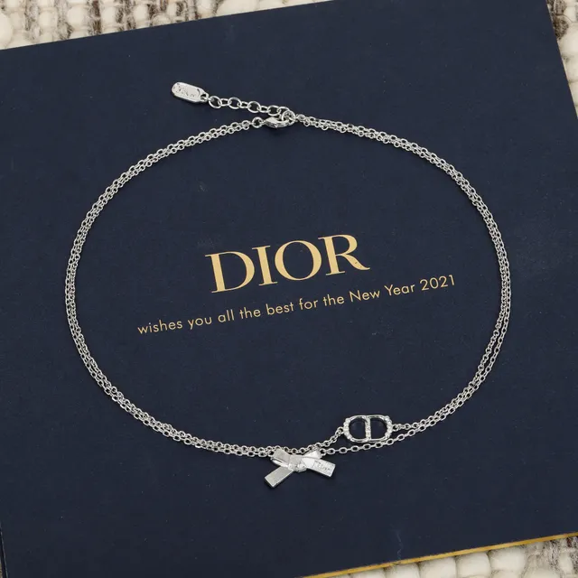 Dior Bow and CD Logo Double-Chain Necklace 6