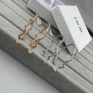 Dior Branch-Like Pavé Crystal Hoop Earrings