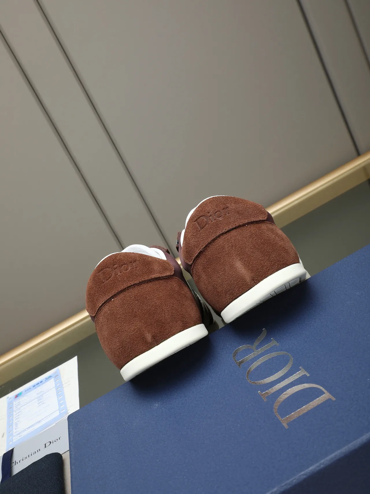 Dior Brown Beige Suede And Textile Upper Striped Side Bands Lifestyle Sneakers 3