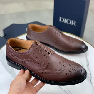 Dior Brown Black Wingtip Lace-Up Oxford Construction Brogue