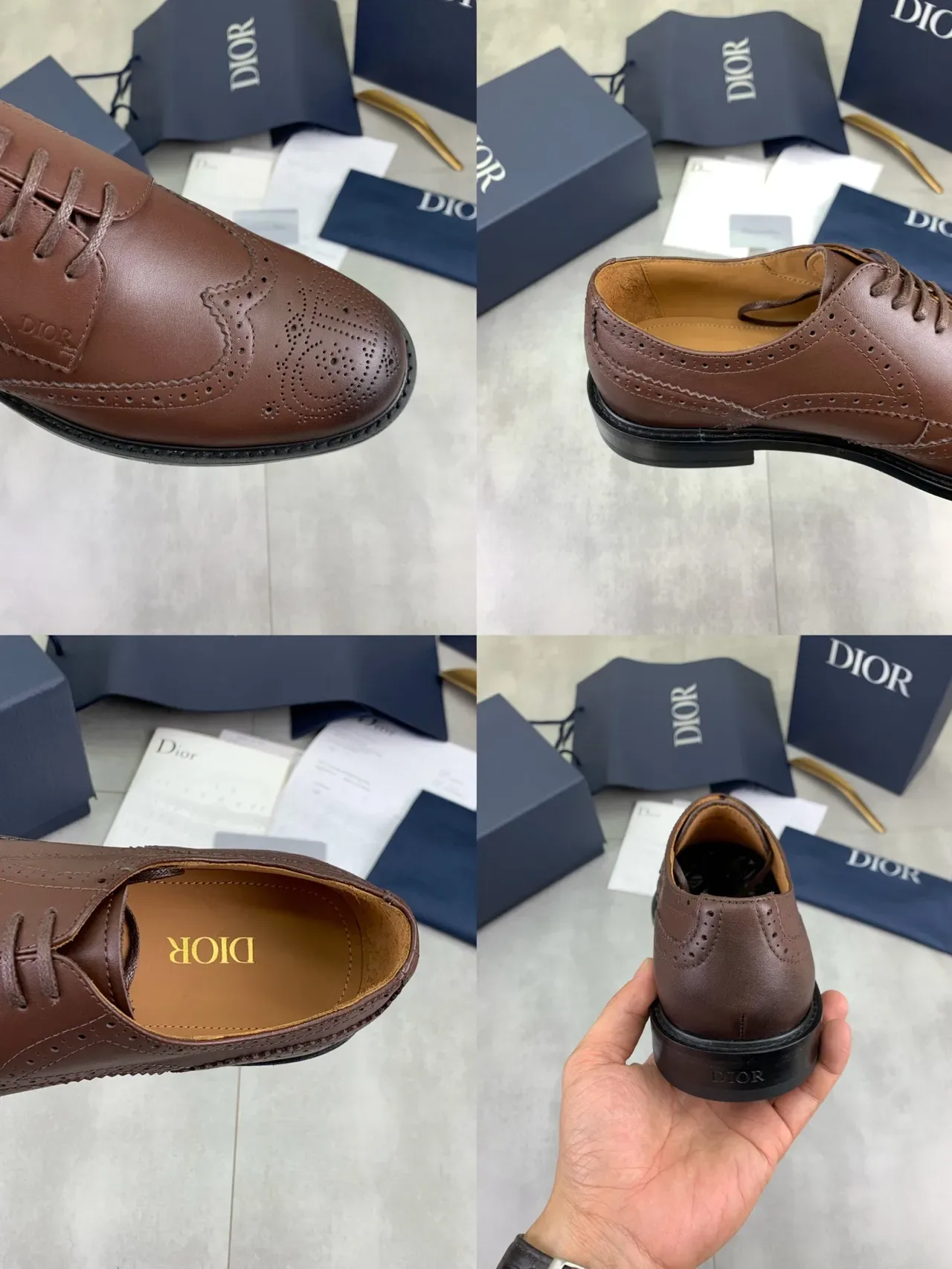 Dior Brown Black Wingtip Lace-Up Oxford Construction Brogue 3