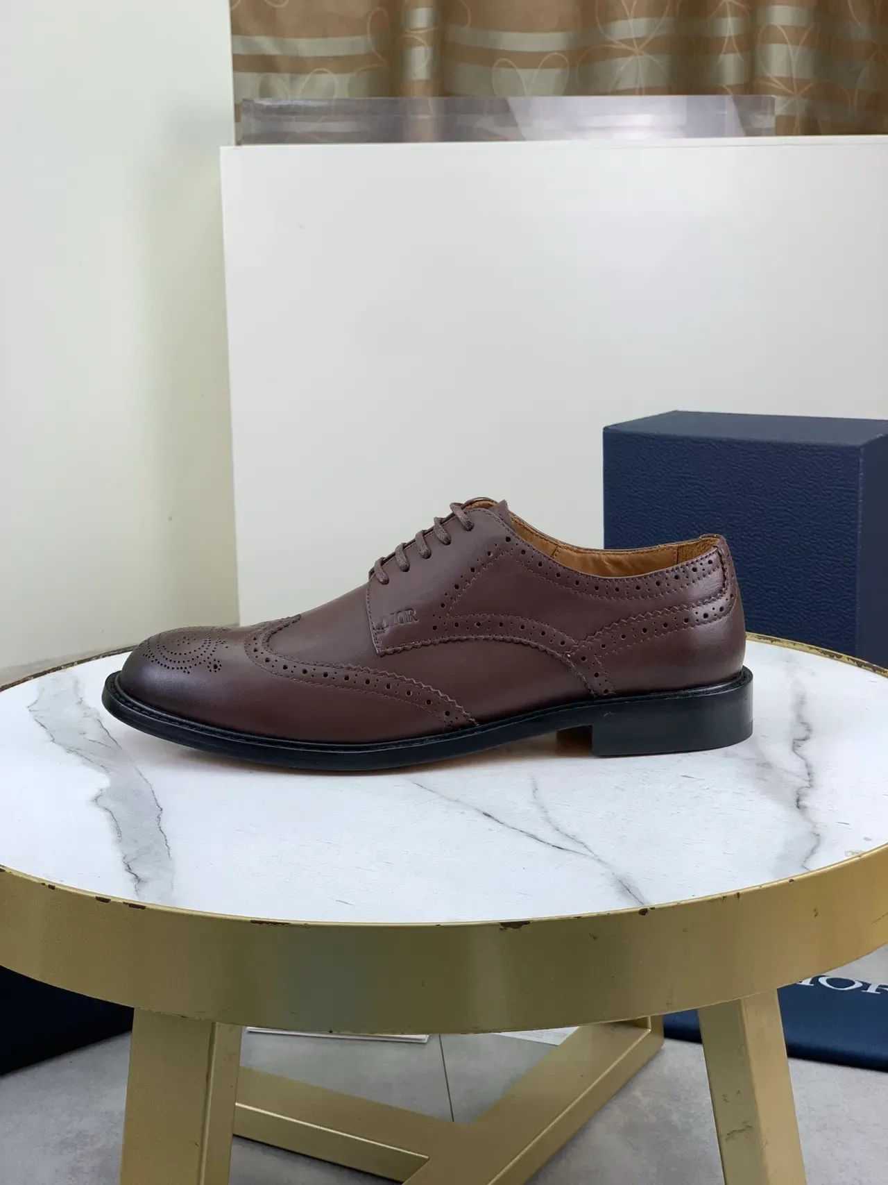 Dior Brown Black Wingtip Lace-Up Oxford Construction Brogue 6