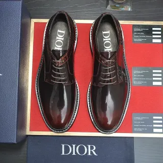 Dior Burgundy Black Polished Patent-Like Leather Goodyear Welted Construction Oxford Shoes