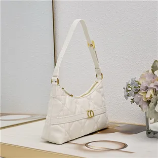 Dior Caro Monogram Canvas Black and Beige Underarm Bag 9