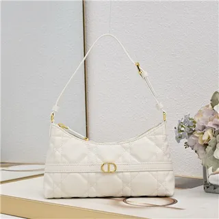Dior Caro Monogram Canvas Black and Beige Underarm Bag 10
