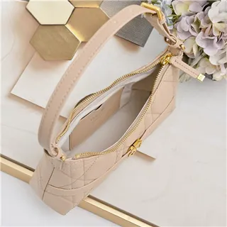 Dior Caro Monogram Canvas Black and Beige Underarm Bag 12