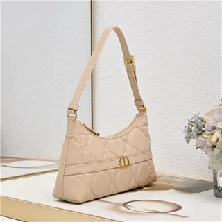 Dior Caro Monogram Canvas Black and Beige Underarm Bag 18