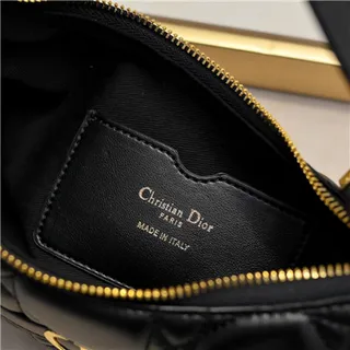Dior Caro Monogram Canvas Black and Beige Underarm Bag 20