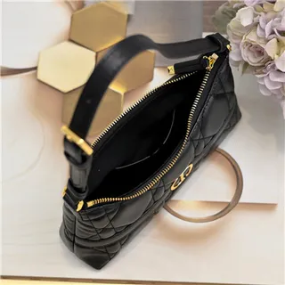 Dior Caro Monogram Canvas Black and Beige Underarm Bag 21