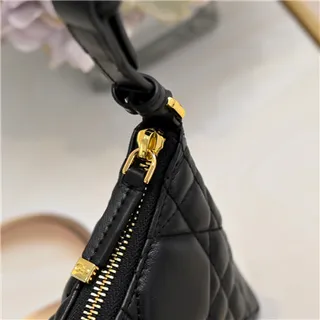 Dior Caro Monogram Canvas Black and Beige Underarm Bag 23