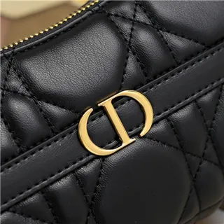 Dior Caro Monogram Canvas Black and Beige Underarm Bag 24