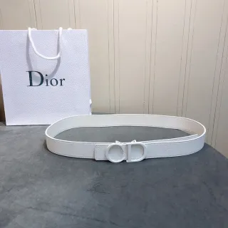 Dior CD Belt White Textured Leather Belt