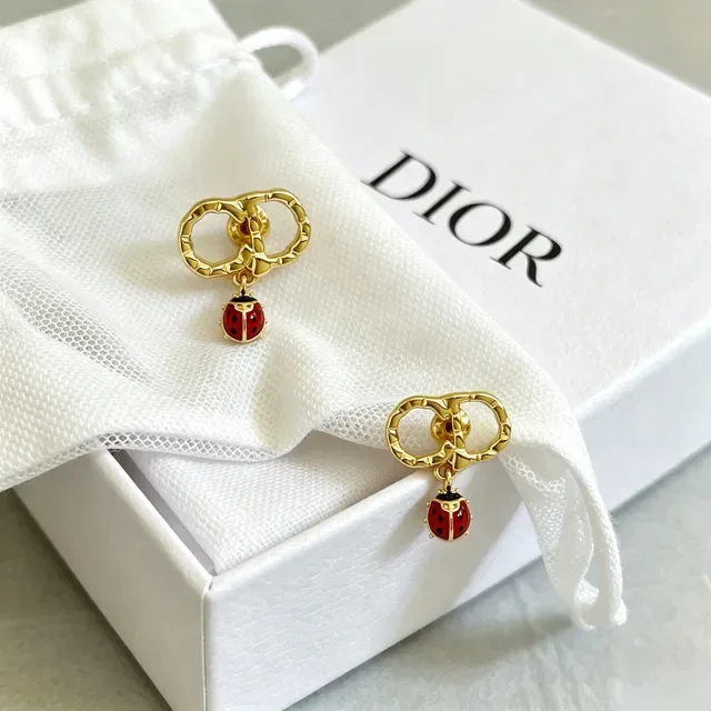 Dior CD Hoop Ladybug Charm Earrings 5