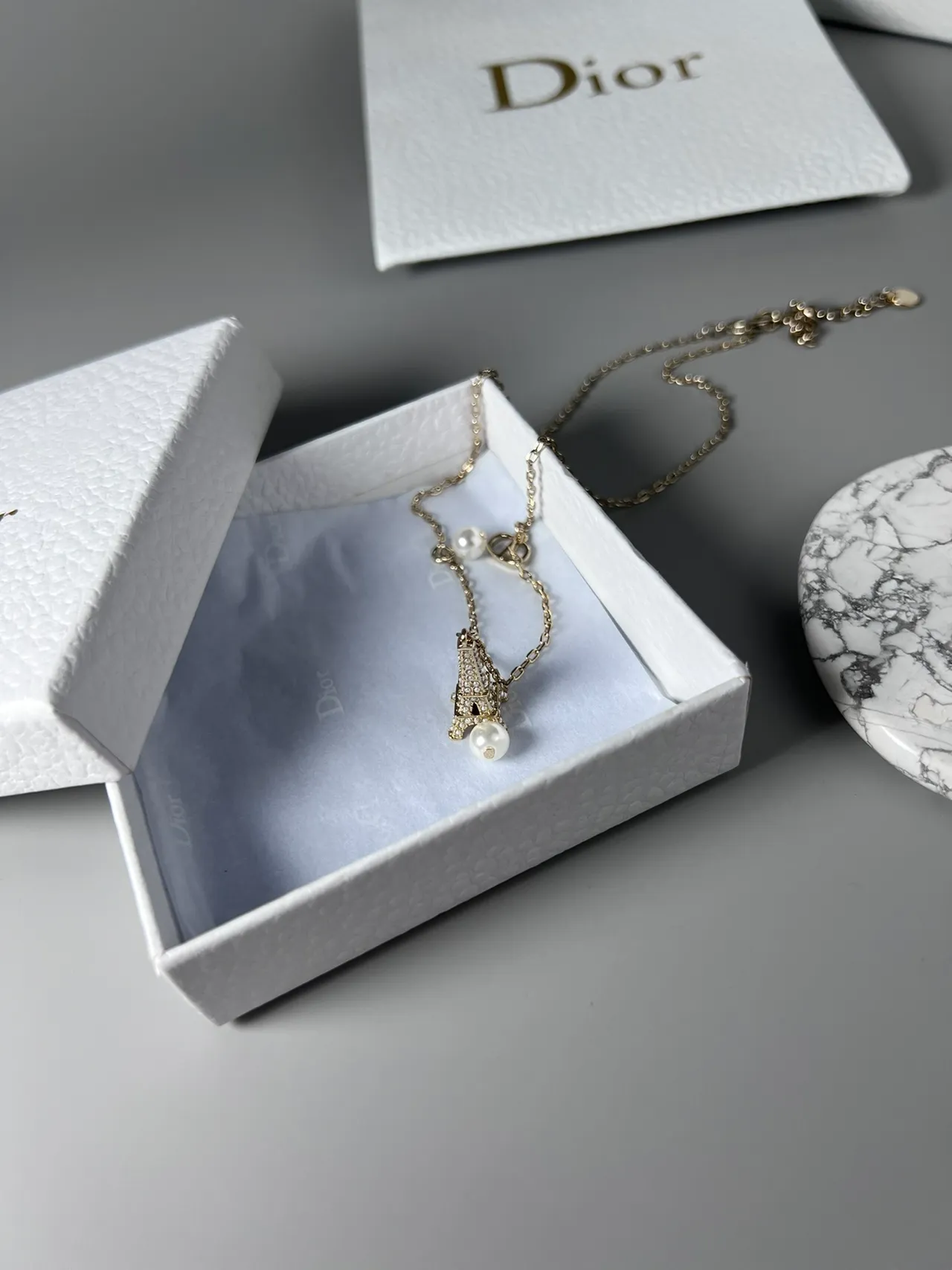 Dior Eiffel Tower Pearl Pendant Necklace 2
