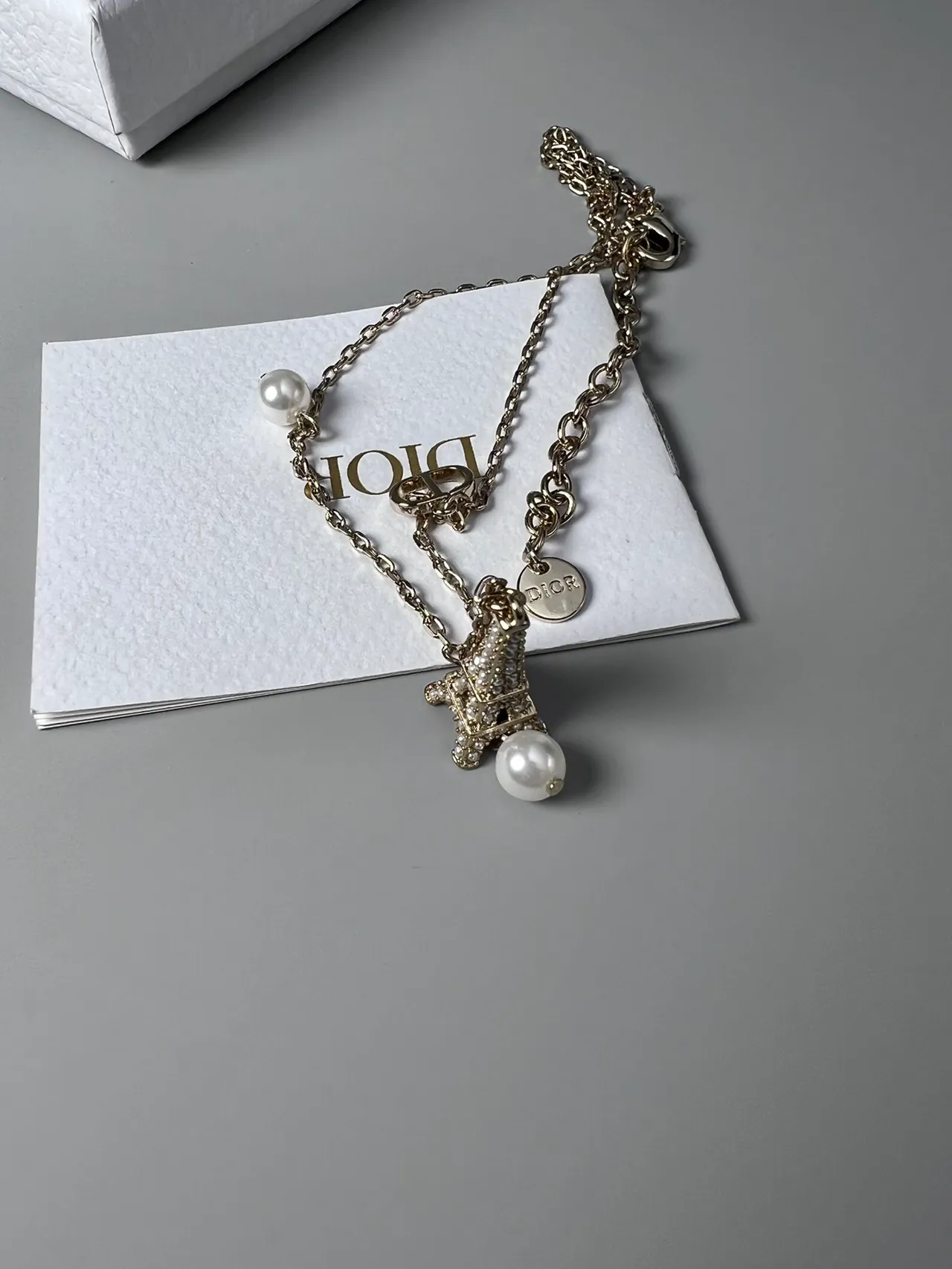 Dior Eiffel Tower Pearl Pendant Necklace 4
