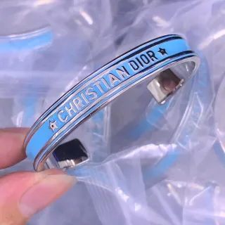 Dior Enamel Star Bangle Light Blue Silver-Tone Bracelet