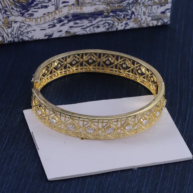Dior Geometric Lattice Crystal Hinged Bangle Bracelets 3