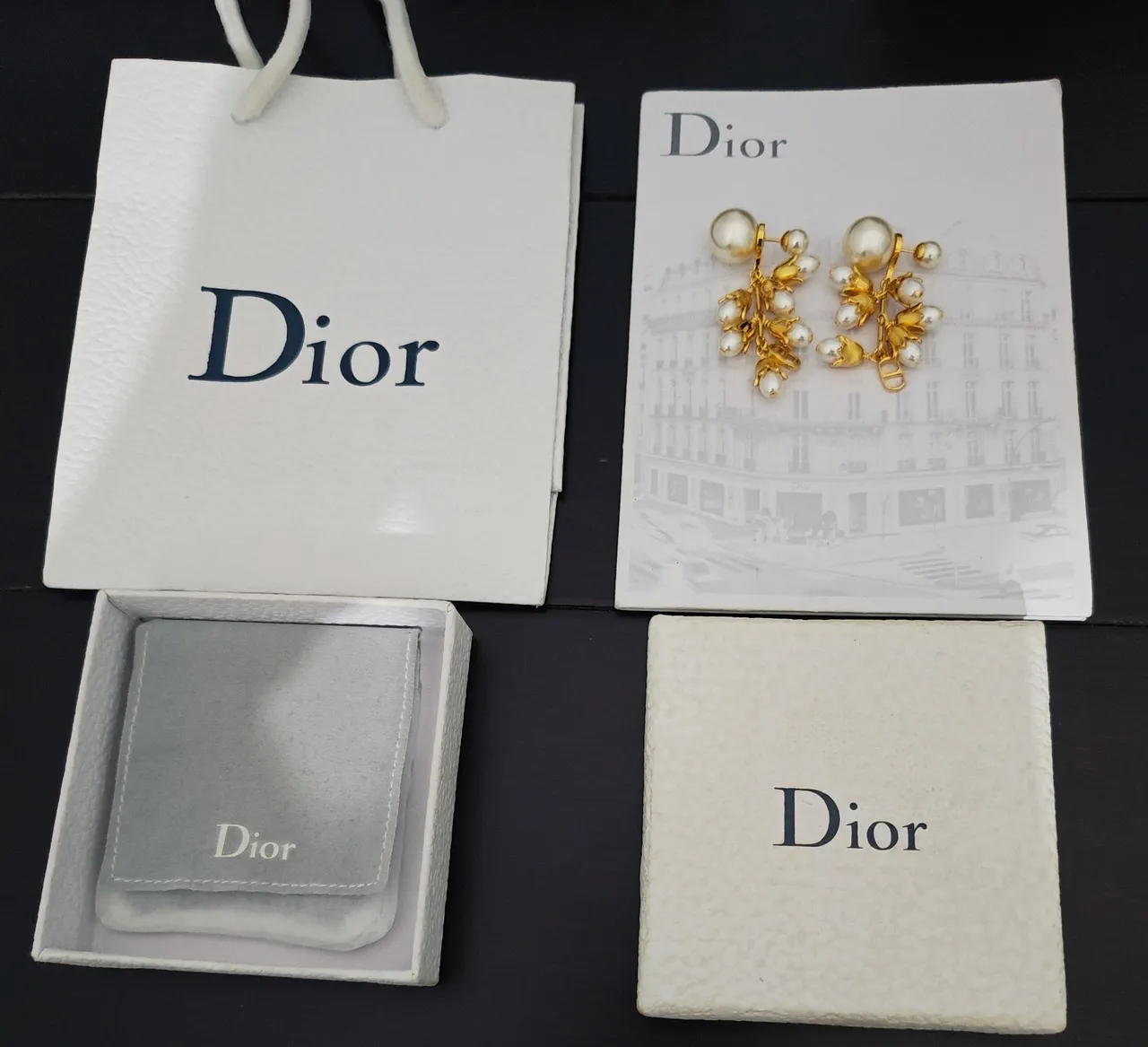 Dior Gold-Tone Floral Pearl Drop Earrings 2
