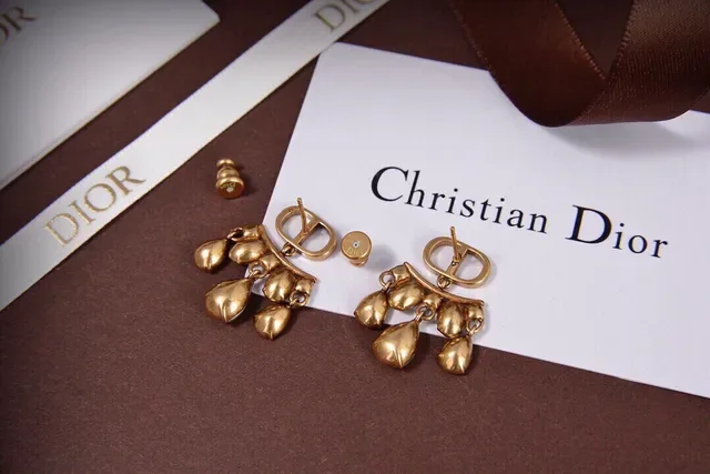 Dior Gold Transparent Chandelier Drop Crystal-Embellished Earrings 4