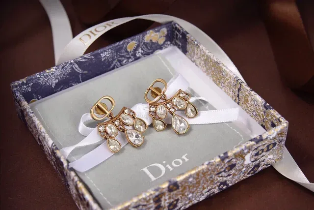 Dior Gold Transparent Chandelier Drop Crystal-Embellished Earrings 6