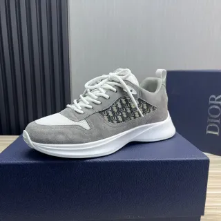 Dior Gray White Suede And Mesh Upper Oblique Monogram Side Panel Lifestyle Sneakers
