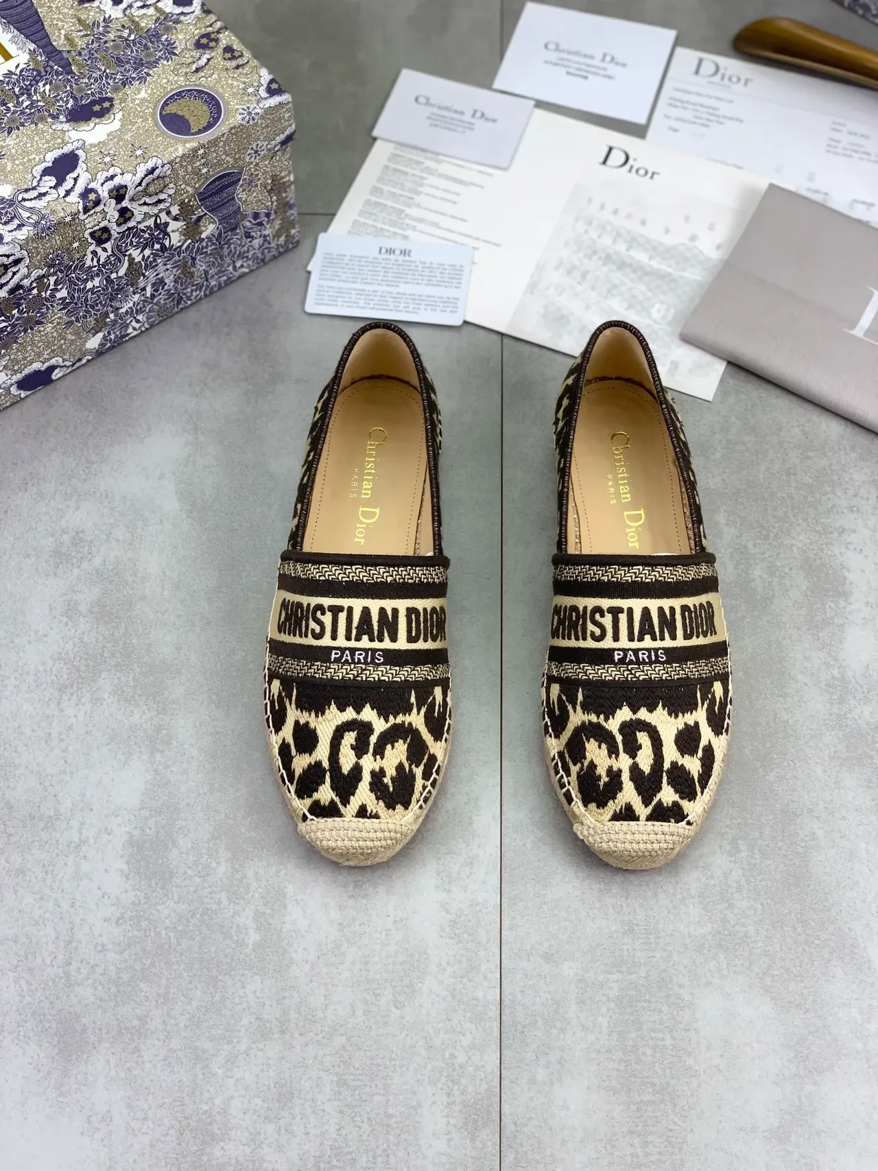 Dior J'Adior Leopard-Print Slip-On Espadrille Boat Shoes 4