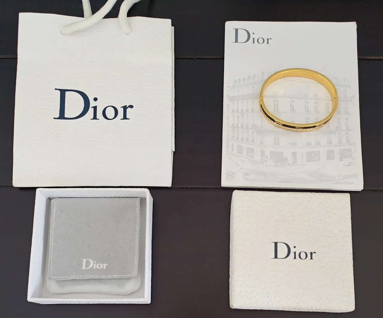 Dior La D de Dior Pulseira de Esmalte Preto e Dourado Motivo de Laço 4