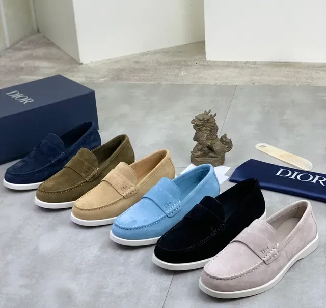Dior Loafer Army Green White Suede Upper Penny Strap Loafer 2