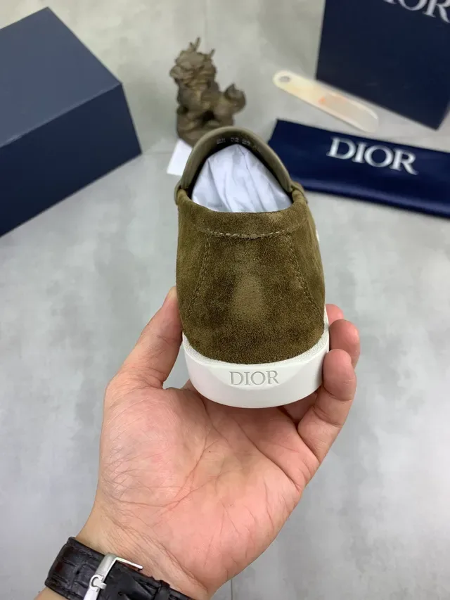 Dior Loafer Army Green White Suede Upper Penny Strap Loafer 4